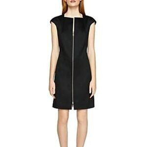Ted Baker Pique Textured Knit Miraadd Zip Front a-lINE Dress Black Size 2 NWT